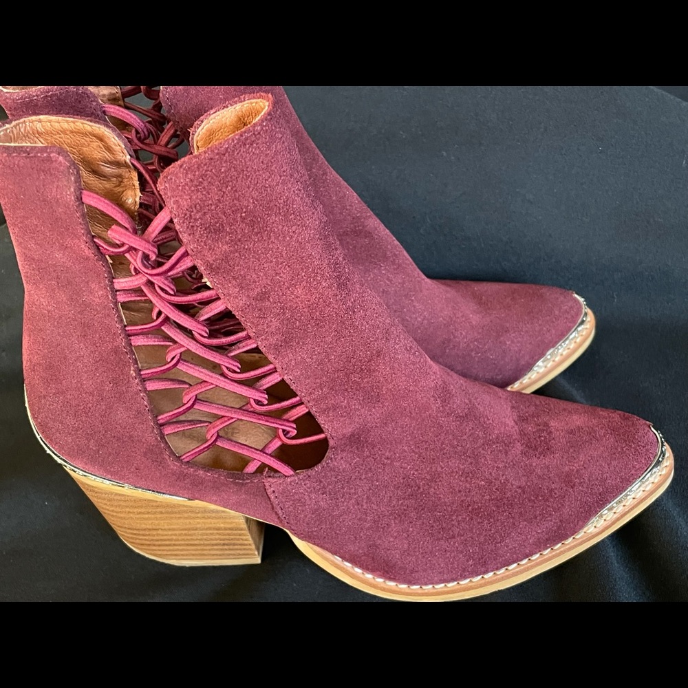 Catherine suede booties with silver tips